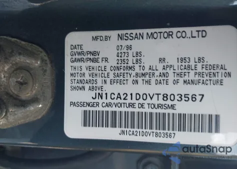 1997 Nissan Maxima Gle/Gxe/Se z USA, uszkodzony, nr VIN JN1CA21D0VT803567